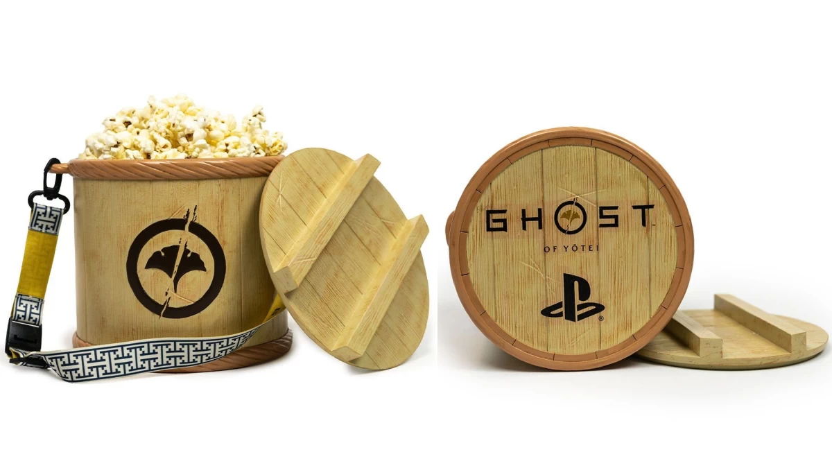 Ghost of Yotei ปล่อยถังป๊อปคอร์นลายพิเศษ รับแคมเปญหนังญี่ปุ่นคลาสสิก